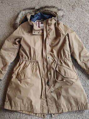 Madewell Bedford Convertible Parka Faux Fur Removable Liner/Hood Khaki Women S